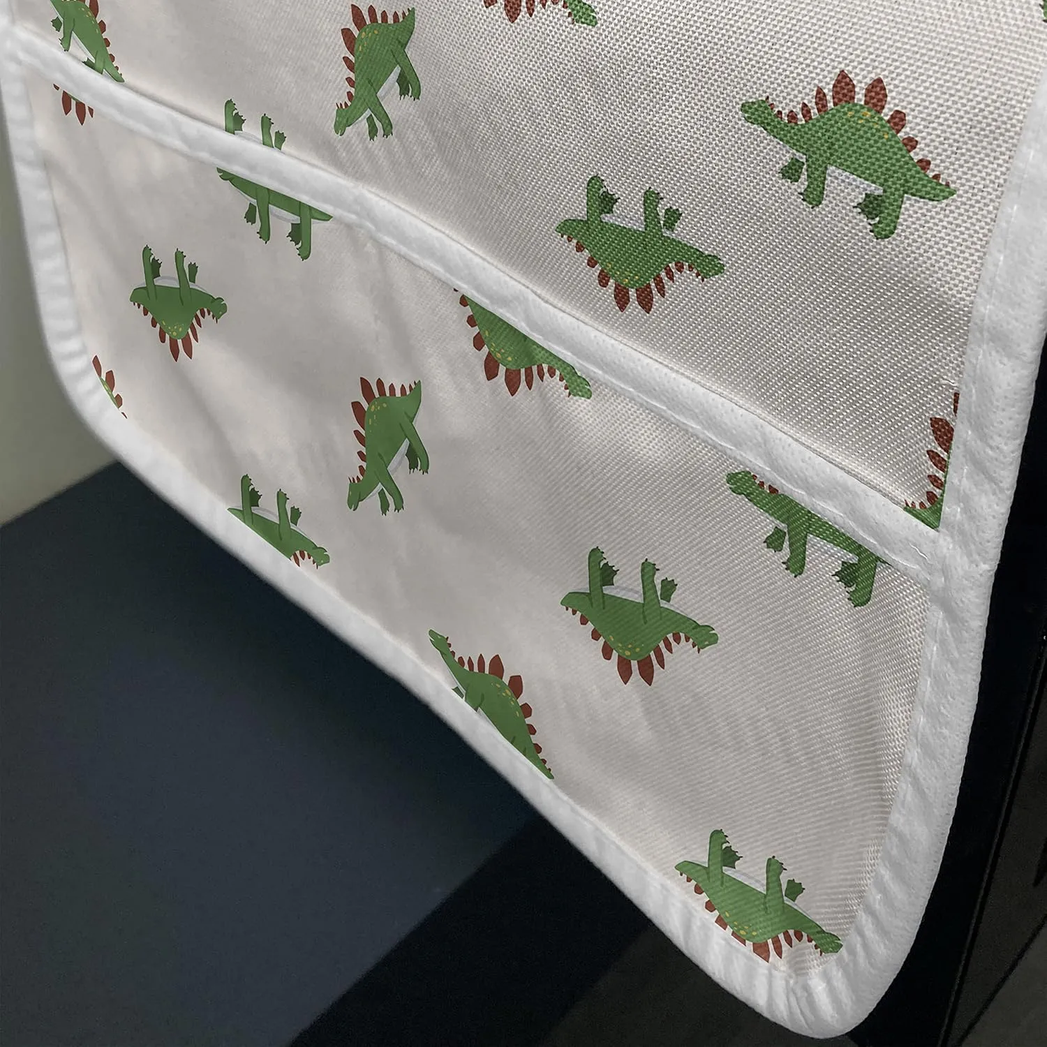 Lunarable Jurassic Microwave Oven Cover, Stegosaurus Dinosaur Prehistoric Herbivorous Reptiles Extinct Animals, Water Resistant Organizer with Pockets for Kitchen, 36" x 12", Fern Green Ruby Beige