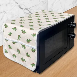 Lunarable Jurassic Microwave Oven Cover, Stegosaurus Dinosaur Prehistoric Herbivorous Reptiles Extinct Animals, Water Resistant Organizer with Pockets for Kitchen, 36" x 12", Fern Green Ruby Beige