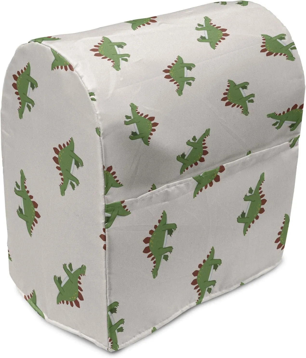 Lunarable Jurassic Stand Mixer Cover, Stegosaurus Dinosaur Prehistoric Herbivorous Reptiles Extinct Animals, Kitchen Appliance Organizer Bag Cover with a Pocket, 6-8 Quarts, Fern Green Ruby Beige