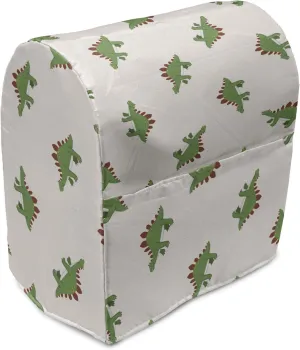 Lunarable Jurassic Stand Mixer Cover, Stegosaurus Dinosaur Prehistoric Herbivorous Reptiles Extinct Animals, Kitchen Appliance Organizer Bag Cover with a Pocket, 6-8 Quarts, Fern Green Ruby Beige
