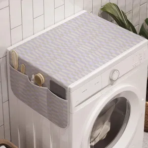 Lunarable Neutral Colors Washing Machine Organizer, Vertical Random Lines Pattern Modern Geometric Arrangement, Anti-slip Fabric Top Cover for Washer Dryer, 47" x 18.5", Ceil Blue