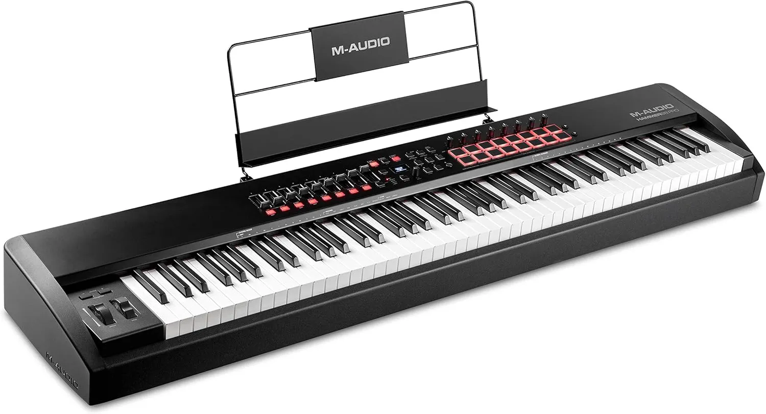 M-AUDIO Hammer 88 Pro - 88 Key USB MIDI Keyboard Piano Controller with Weighted Hammer Action Keys, Beat Pads, and Native Instruments Sound Package (NKS Integration)