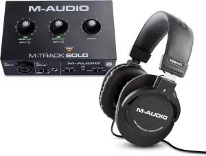 M-Audio M-Track Solo USB Audio Interface with XLR Input Plus M-Audio Over Ear Studio Headphones with Closed Back Design for Monitoring