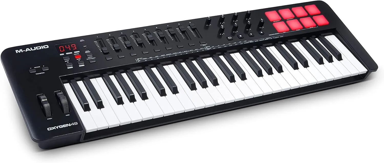 M-AUDIO Oxygen 49 (MKV) - 49 Key USB MIDI Keyboard Controller with Beat Pads, Smart Chord, Scale Modes, Arpeggiator and Native Instruments Sound Package (NKS Integration)