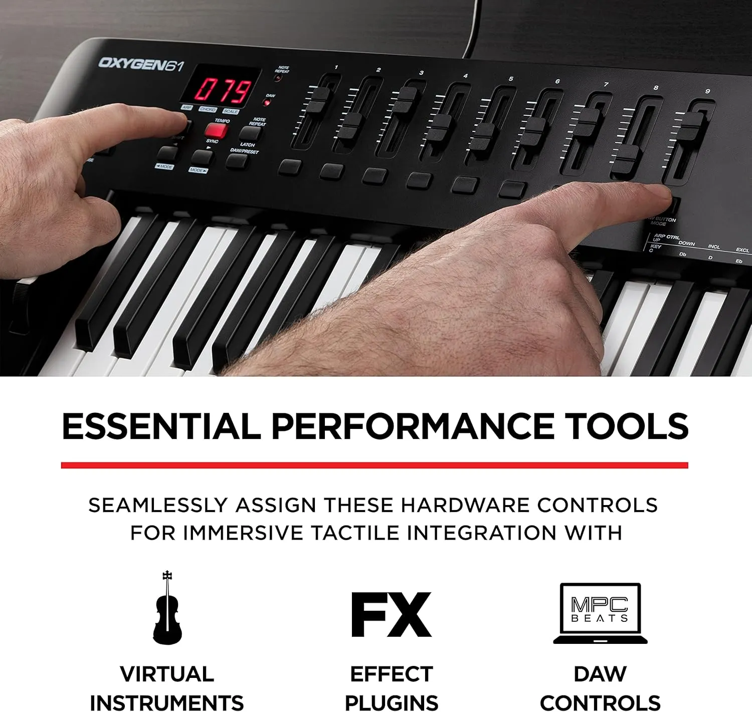 M-AUDIO Oxygen 61 (MKV) - 61 Key USB MIDI Keyboard Controller with Beat Pads, Smart Chord, Scale Modes, Arpeggiator and Native Instruments Sound Package (NKS Integration)