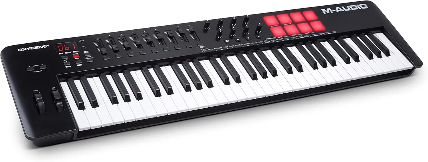 M-AUDIO Oxygen 61 (MKV) - 61 Key USB MIDI Keyboard Controller with Beat Pads, Smart Chord, Scale Modes, Arpeggiator and Native Instruments Sound Package (NKS Integration)