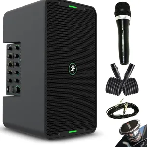 Mackie ShowBox All-in-One Battery Powered Performance Rig with Bluetooth Bundle with Pro 16AWG XLR Mic Cable & Professional Dynamic Microphone - Ultimate Live Sound