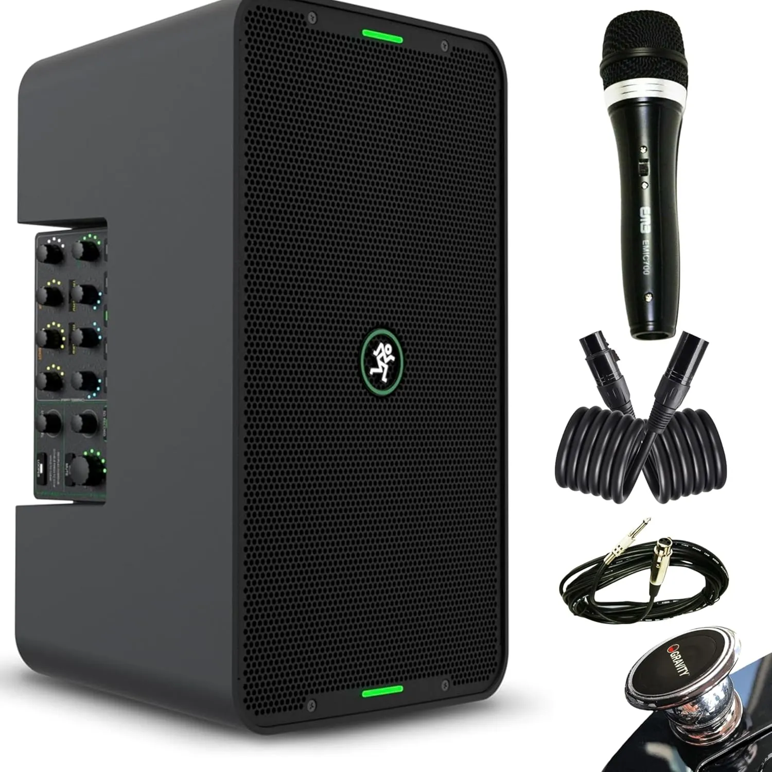 Mackie ShowBox All-in-One Battery Powered Performance Rig with Bluetooth Bundle with Pro 16AWG XLR Mic Cable & Professional Dynamic Microphone - Ultimate Live Sound