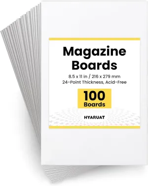 Magazine Boards – 100 Pack, 24pt Acid-Free, 8.5 x 11 Poster Board, Ideal for Magazine Storage & Fabric Organizer