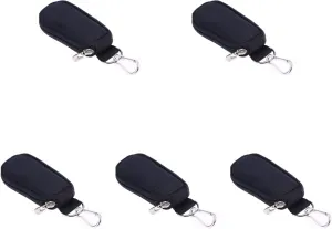 MAGICLULU 5pcs Essential Oil Carrying Case with Key Chain, Portable Handle Bag for Travel and Home, Holds 2ml Bottles, Sturdy Zippers, Black, 4.92x2.36x2.95 Inches