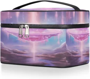 Makeup Bag Cosmetic Bags, Ufo Spacecraft Large Capacity Travel Makeup Organizer Case, Portable Toiletry Bag for Women Makeup Brush Bag Storage Bag