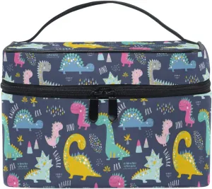 Makeup Bag, Cute Funny Dinosaurs Travel Makeup Organizer Bag Cosmetic Cases Toiletry Bags for Girl Women Ladies