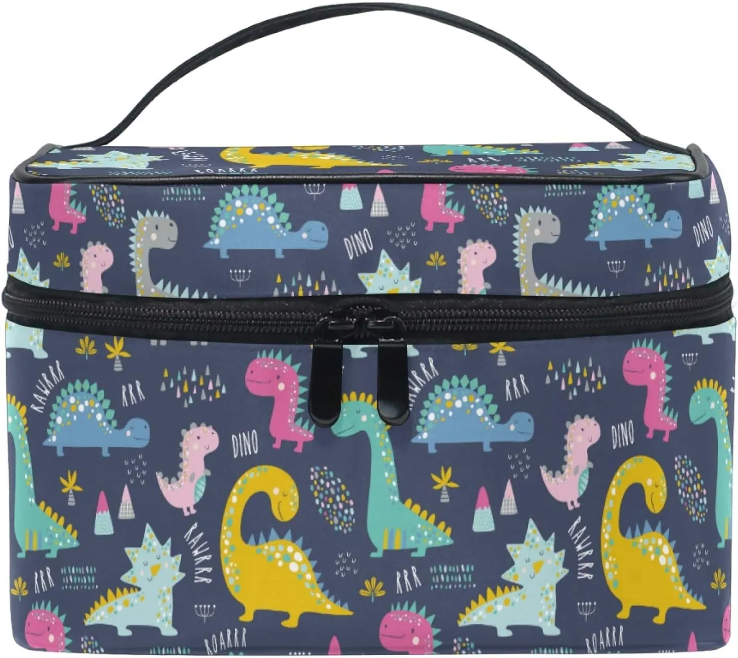 Makeup Bag, Cute Funny Dinosaurs Travel Makeup Organizer Bag Cosmetic Cases Toiletry Bags for Girl Women Ladies