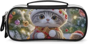Makeup Bag Makeup Cute Cat Sing Christmas Carols Printed Organizer Travel Makeup Bag Cosmetic Bag for Portable Toiletry Bag Accessories Organizer
