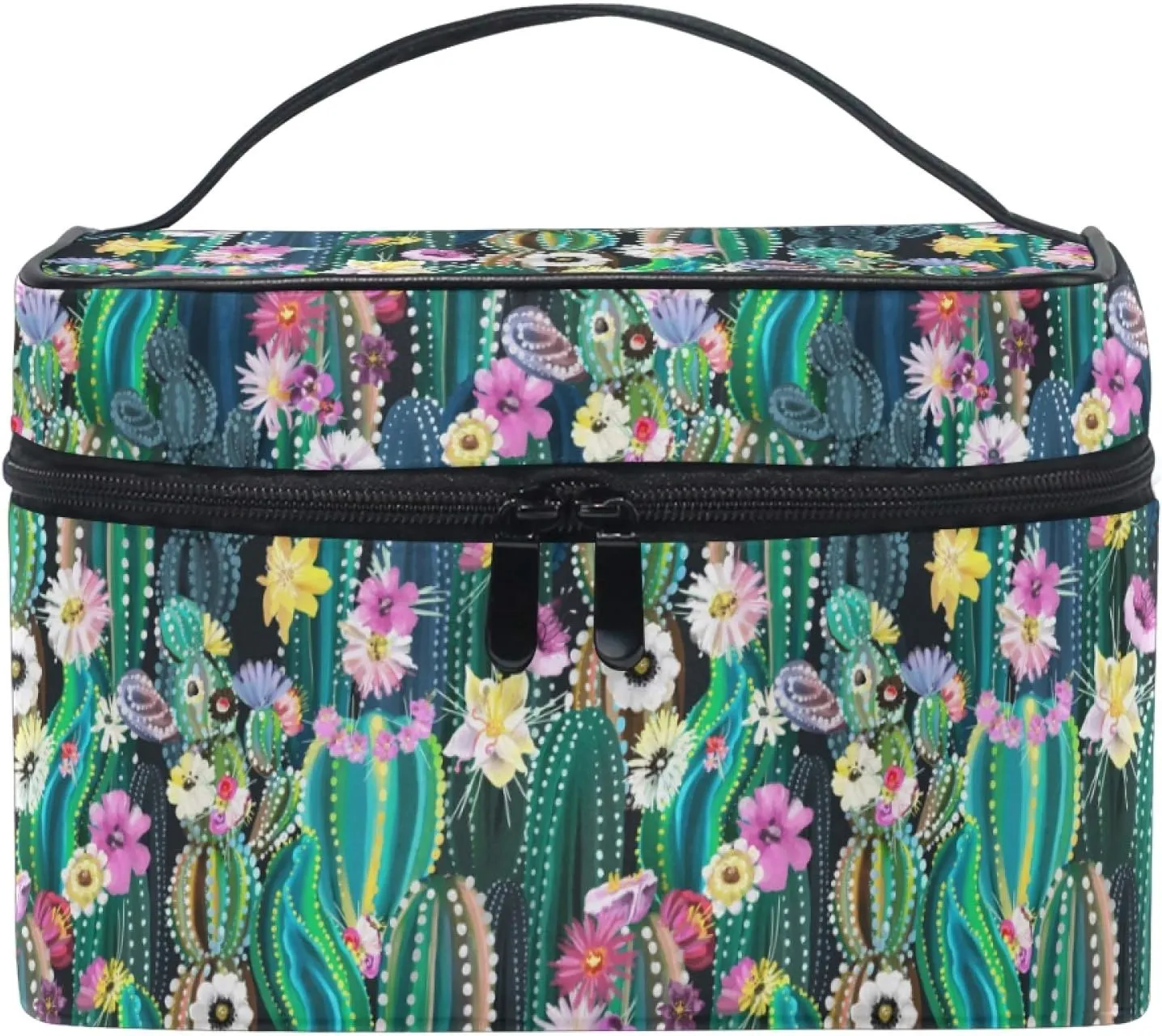 Makeup Bag, Watercolor Cactus Travel Makeup Organizer Bag Cosmetic Cases Toiletry Bags for Girl Women Ladies