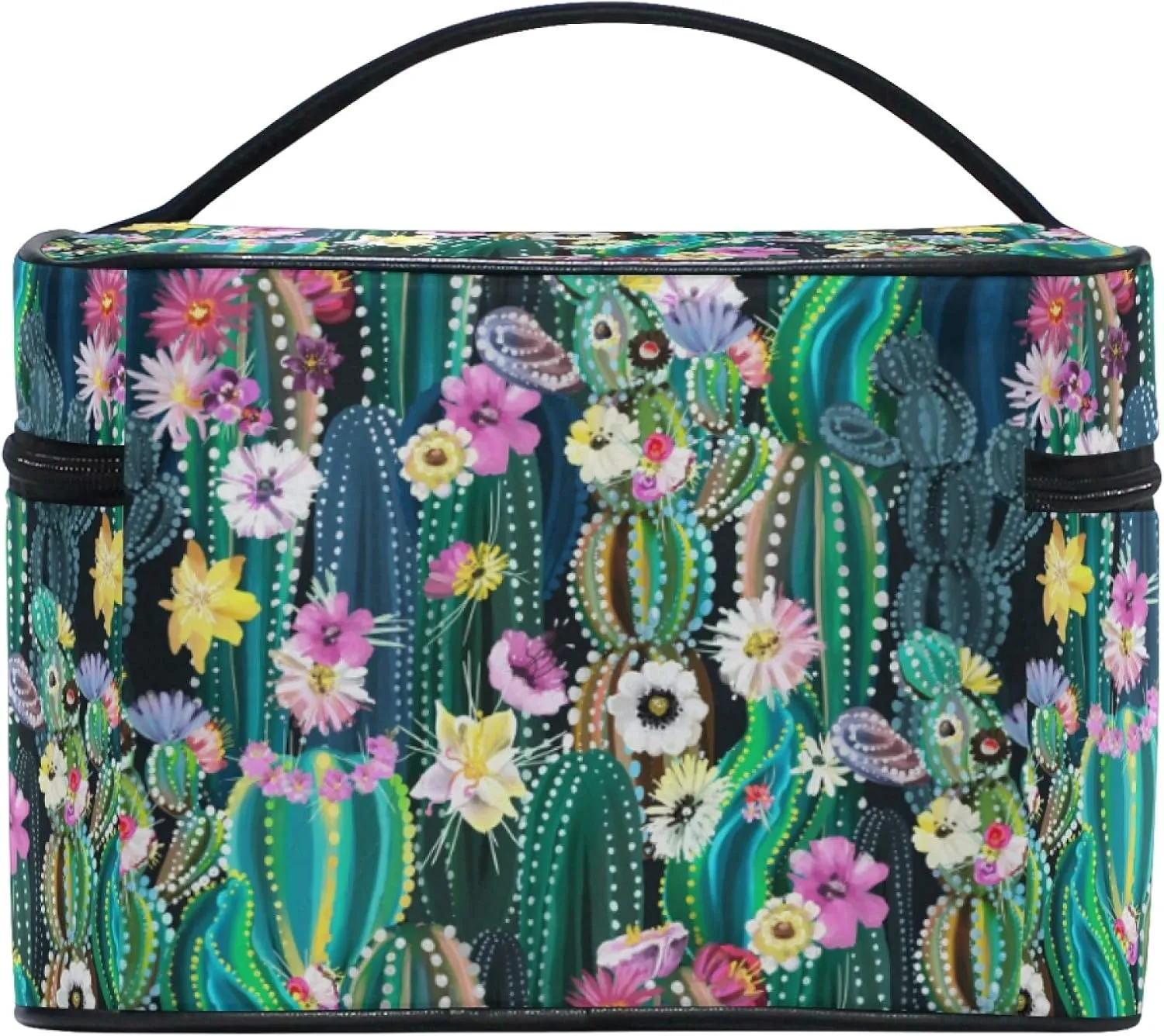 Makeup Bag, Watercolor Cactus Travel Makeup Organizer Bag Cosmetic Cases Toiletry Bags for Girl Women Ladies