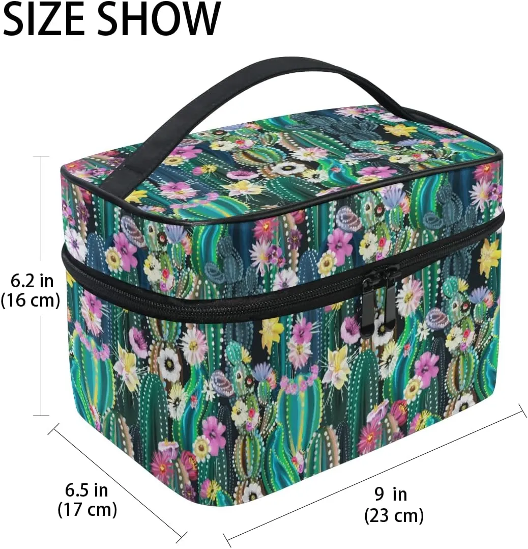 Makeup Bag, Watercolor Cactus Travel Makeup Organizer Bag Cosmetic Cases Toiletry Bags for Girl Women Ladies
