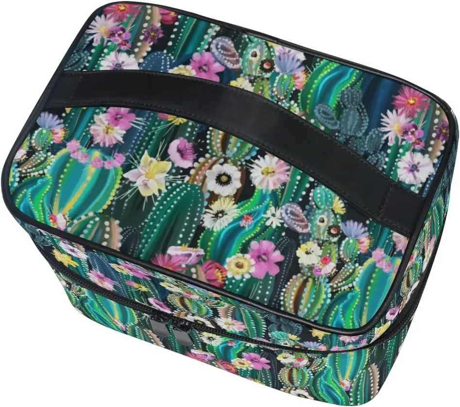 Makeup Bag, Watercolor Cactus Travel Makeup Organizer Bag Cosmetic Cases Toiletry Bags for Girl Women Ladies