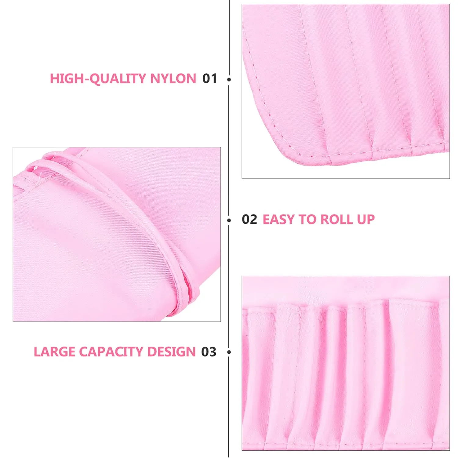Makeup Brush Case Travel Portable Cosmetics Holder Makeup Artist Storage Bag for Women, Pink