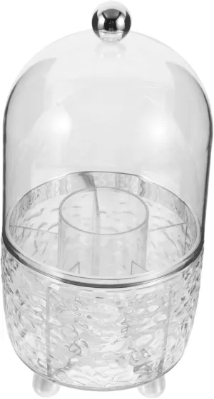 Makeup Brush Holder Organizer with Lid Rotating Cosmetics Storage Container for Vanity Transparent Makeup Brush Display Desk Organizer