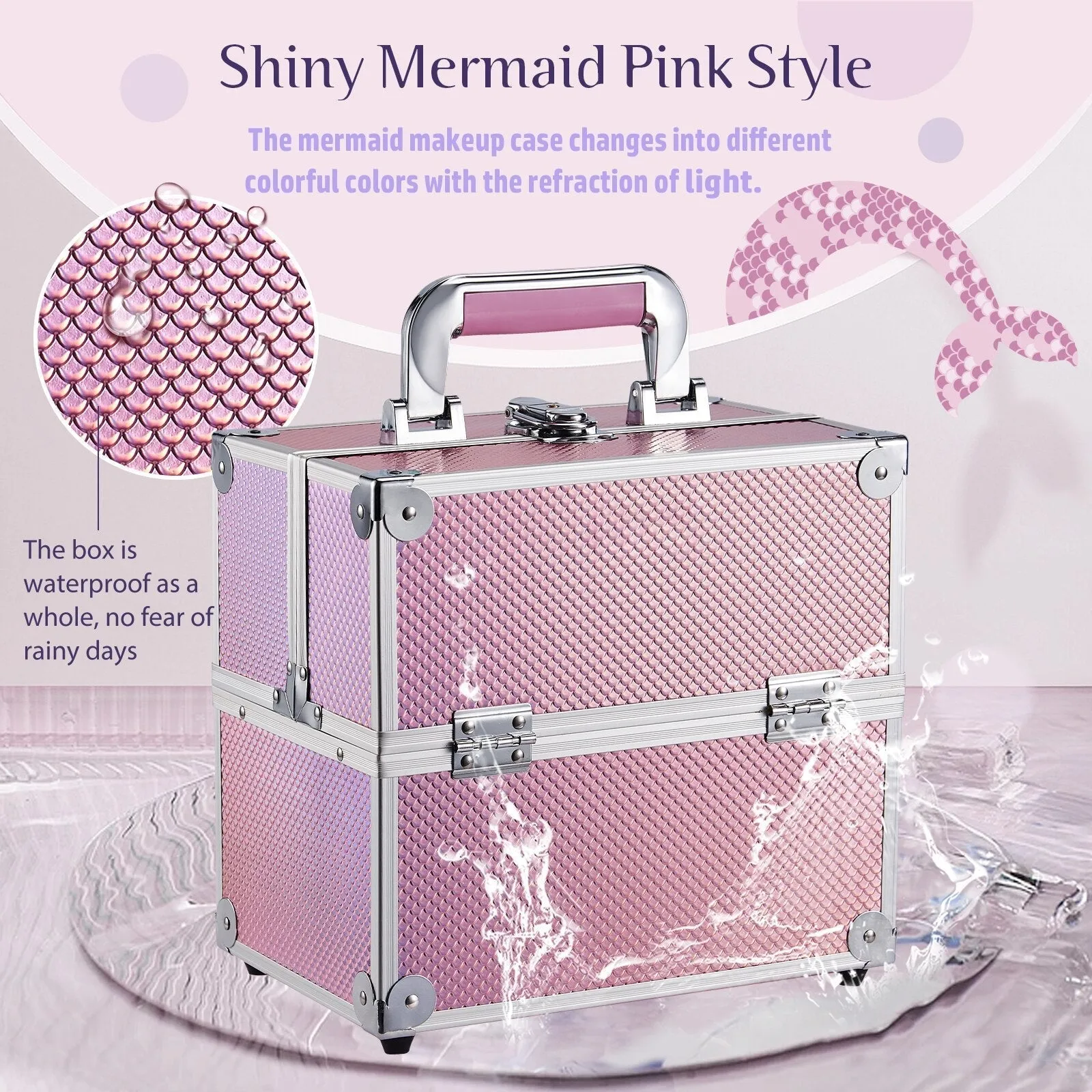 Makeup Case Portable Travel Alloy Cosmetics Make Up Storage Organizer Box Jewelry Nail Manicure Beauty Vanity Suitcase for Women