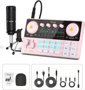 MAONO Podcast Equipment Bundle Audio mixer All-in-One Podcast Production Studio with 3.5mm Microphone for Live Streaming, Podcast Recording, PC, Smartphone, DJ MaonoCaster Lite (AU-AM200-S1)