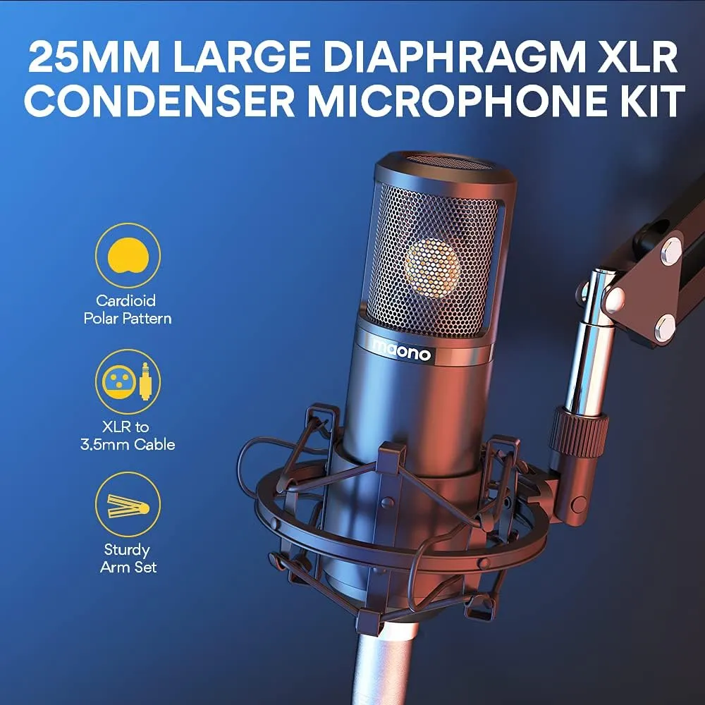 MAONO Podcast Equipment Bundle Audio mixer All-in-One Podcast Production Studio with 3.5mm Microphone for Live Streaming, Podcast Recording, PC, Smartphone, DJ MaonoCaster Lite (AU-AM200-S6 Black)