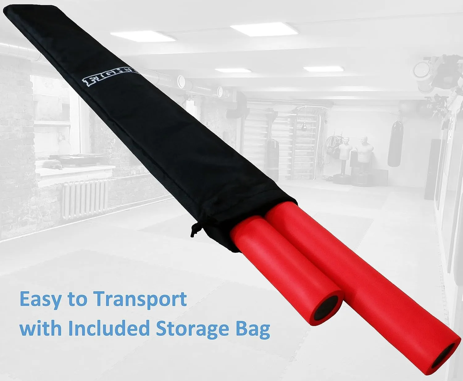 Martial Arts Equipment Foam Padded Sticks with Carry Bag Case Set 2 Pieces