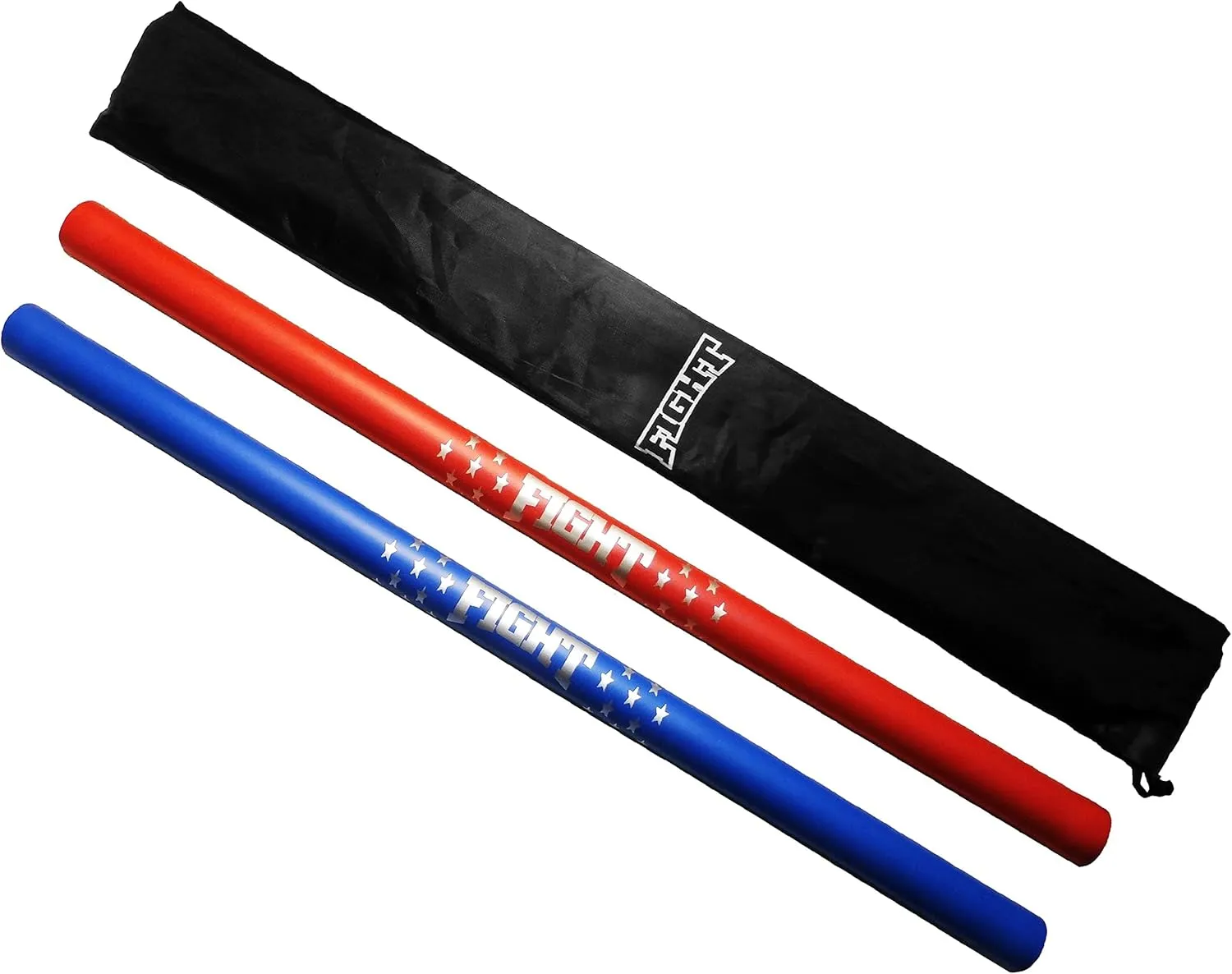 Martial Arts Equipment Foam Padded Sticks with Carry Bag Case Set 2 Pieces