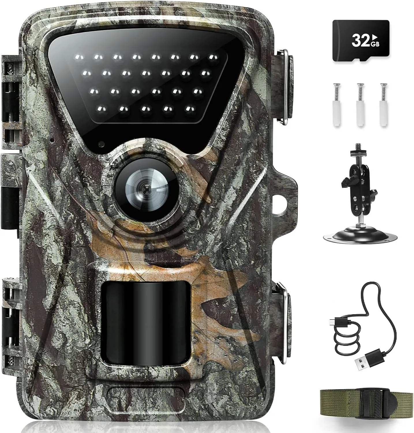 MAXDONE Trail Camera, 1520P 28MP Hunting Camera,32G Deer Cameras with Night Vision Motion Activated Waterproof IP66 Trail Cam 0.2s Trigger Time with 850nm 2” LCD Game Cameras