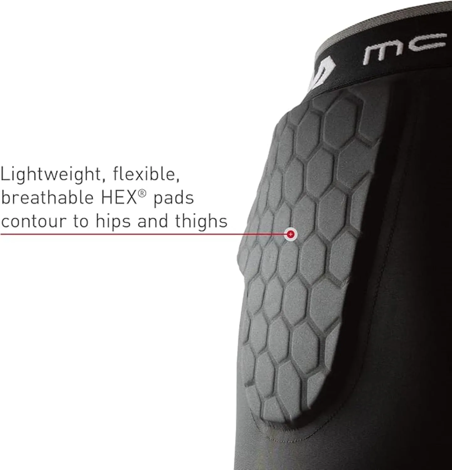 McDavid Men's Compression Shorts w/HEX Pads Dual-Density Tights w/Hip, Tailbone, Thigh Padding for w/Cup Pocket, Football