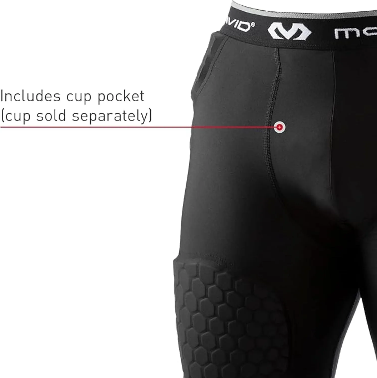 McDavid Men's Compression Shorts w/HEX Pads Dual-Density Tights w/Hip, Tailbone, Thigh Padding for w/Cup Pocket, Football