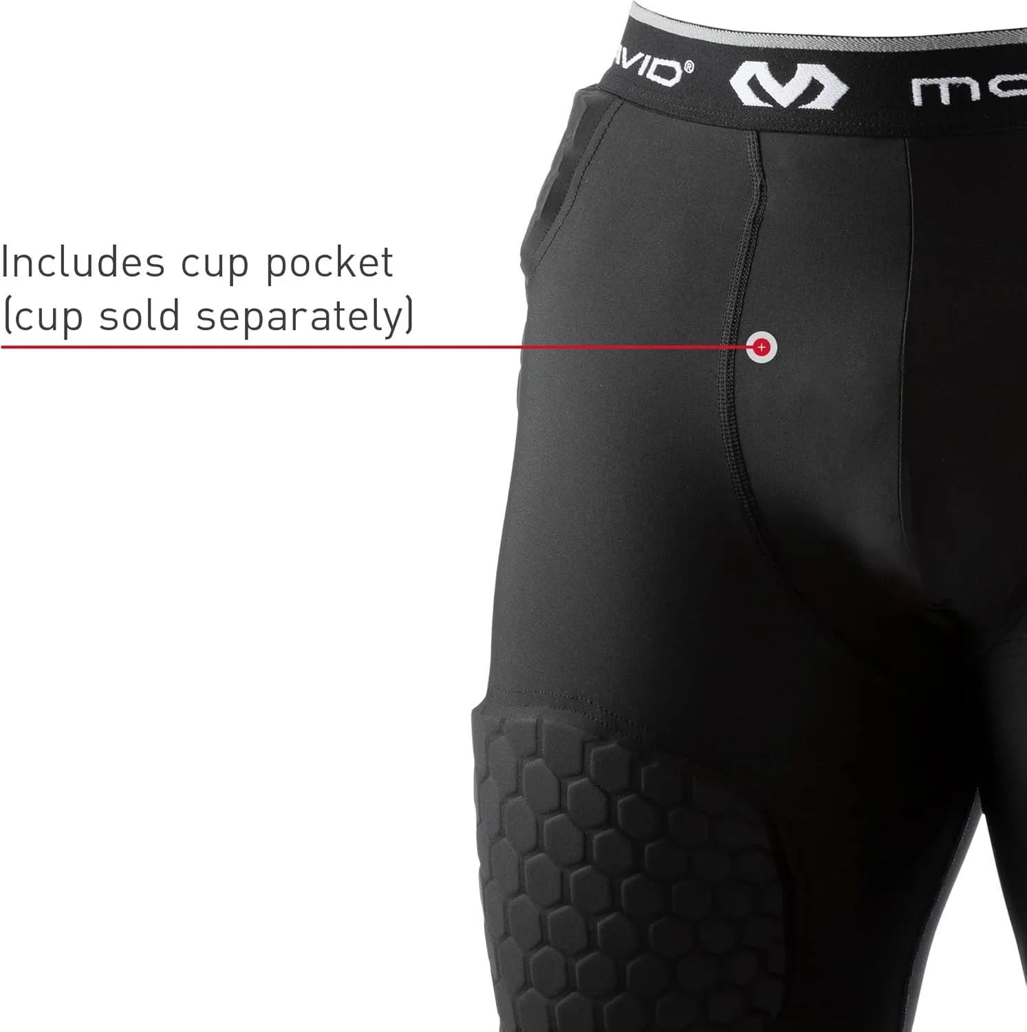 McDavid Men's Compression Shorts w/HEX Pads Dual-Density Tights w/Hip, Tailbone, Thigh Padding for w/Cup Pocket, Football