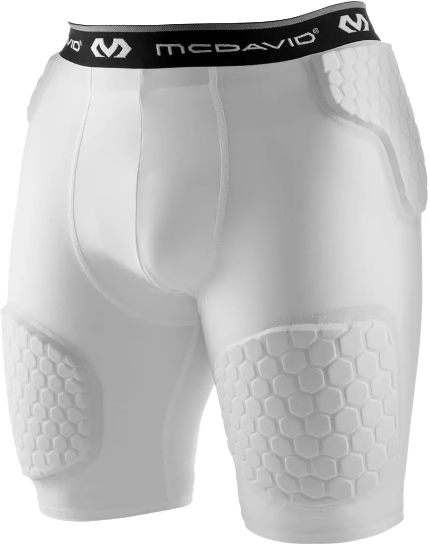 McDavid Men's Compression Shorts w/HEX Pads Dual-Density Tights w/Hip, Tailbone, Thigh Padding for w/Cup Pocket, Football