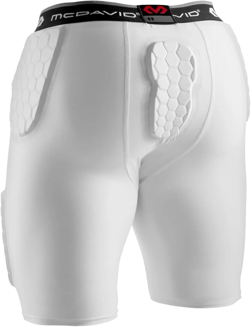 McDavid Men's Compression Shorts w/HEX Pads Dual-Density Tights w/Hip, Tailbone, Thigh Padding for w/Cup Pocket, Football