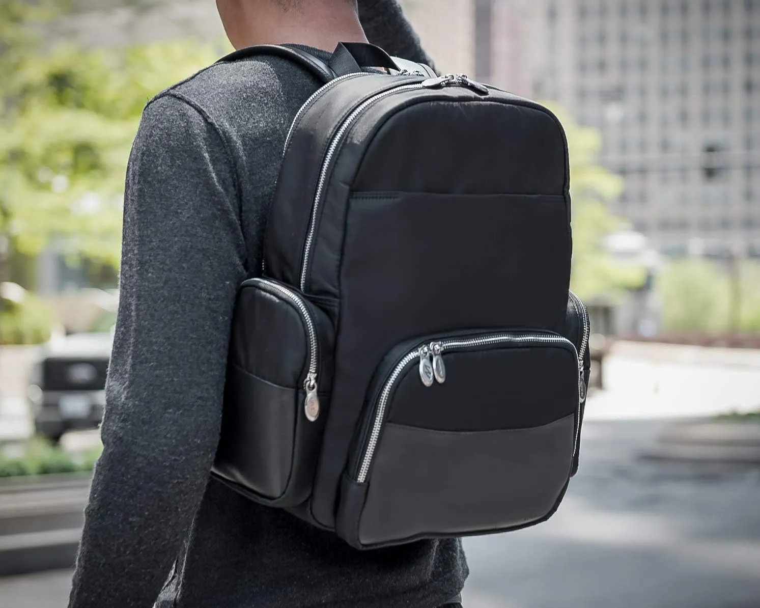 McKlein 17" Nylon Dual Compartment Laptop Backpack- CUMBERLAND- Khaki