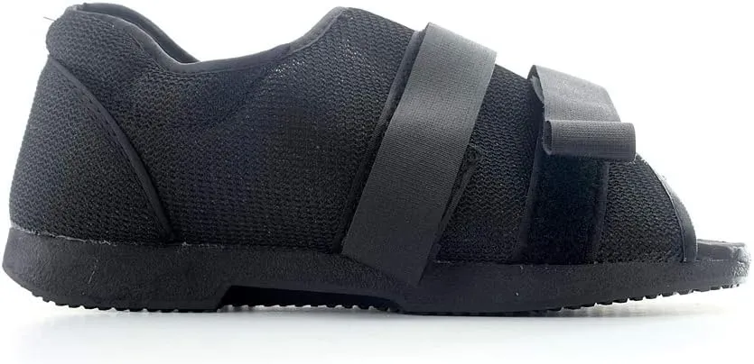 MediChoice Post-Op Shoe, Foam-Padded, Hook & Loop Closure, Canvas, Women's Medium, Black