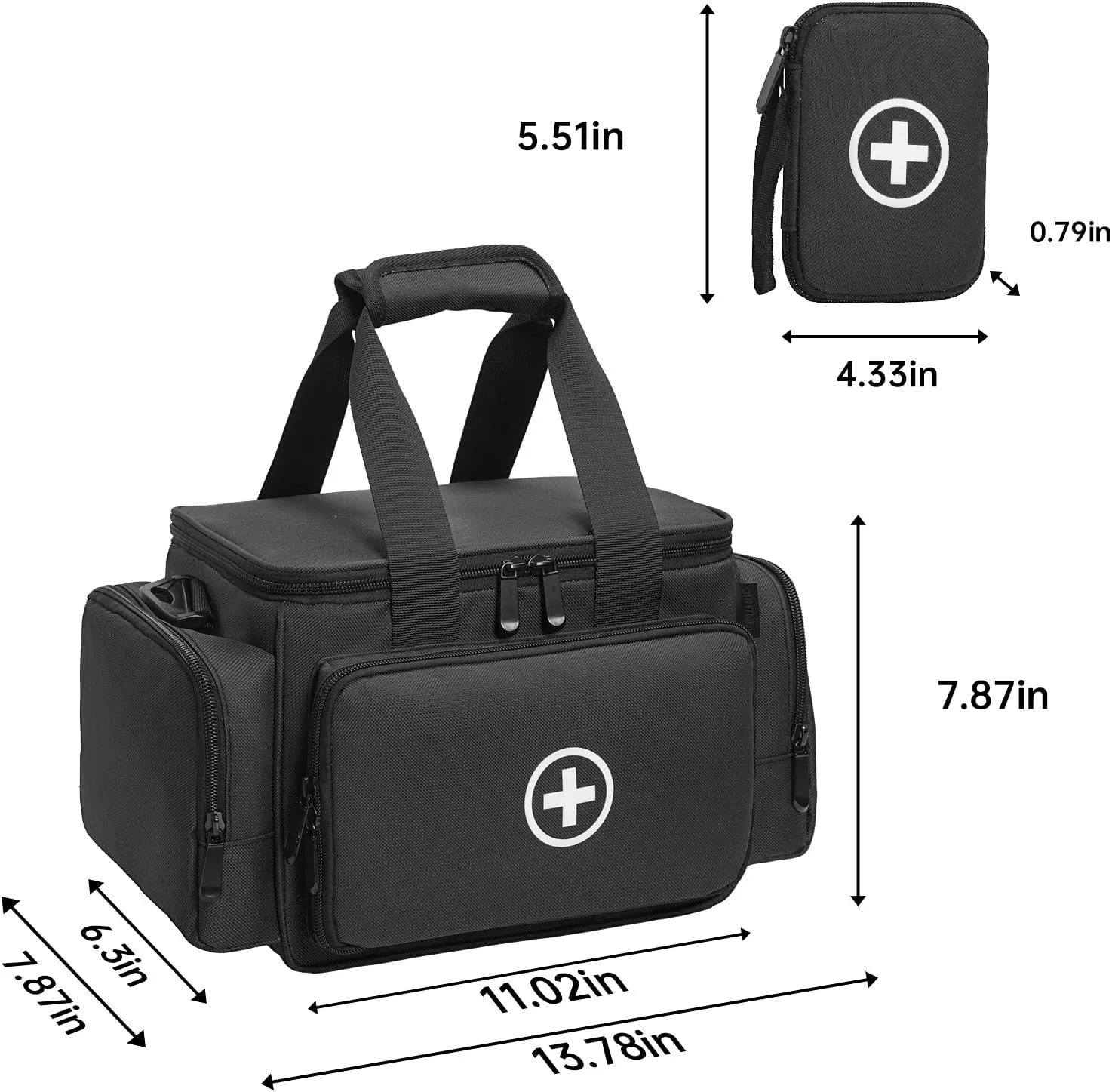 Medicine Storage Bag, Pill Bottle Organizer with Portable Small Pouch, Medication Bottle Organizer Empty with Shoulder Strap for Home Storage and Travel