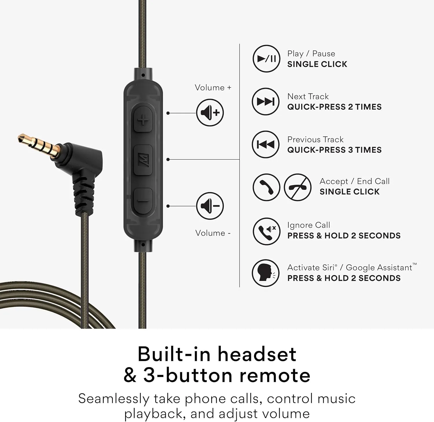 MEE audio M6 Sport Wired Earbuds, in Ear Headphones, 3-Button Remote, Sweatproof Earphones for Running/Gym/Workouts with Memory Wire Earhooks, Headset Microphone, 3.5mm Jack Plug (Black)