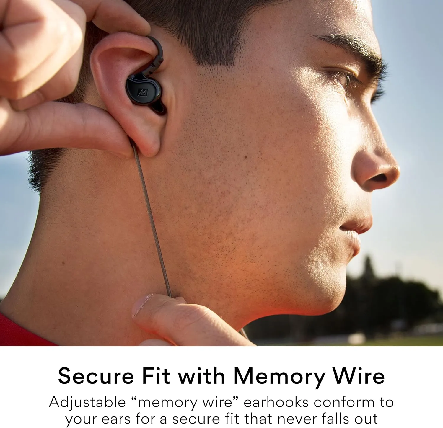 MEE audio M6 Sport Wired Earbuds, in Ear Headphones, 3-Button Remote, Sweatproof Earphones for Running/Gym/Workouts with Memory Wire Earhooks, Headset Microphone, 3.5mm Jack Plug (Black)