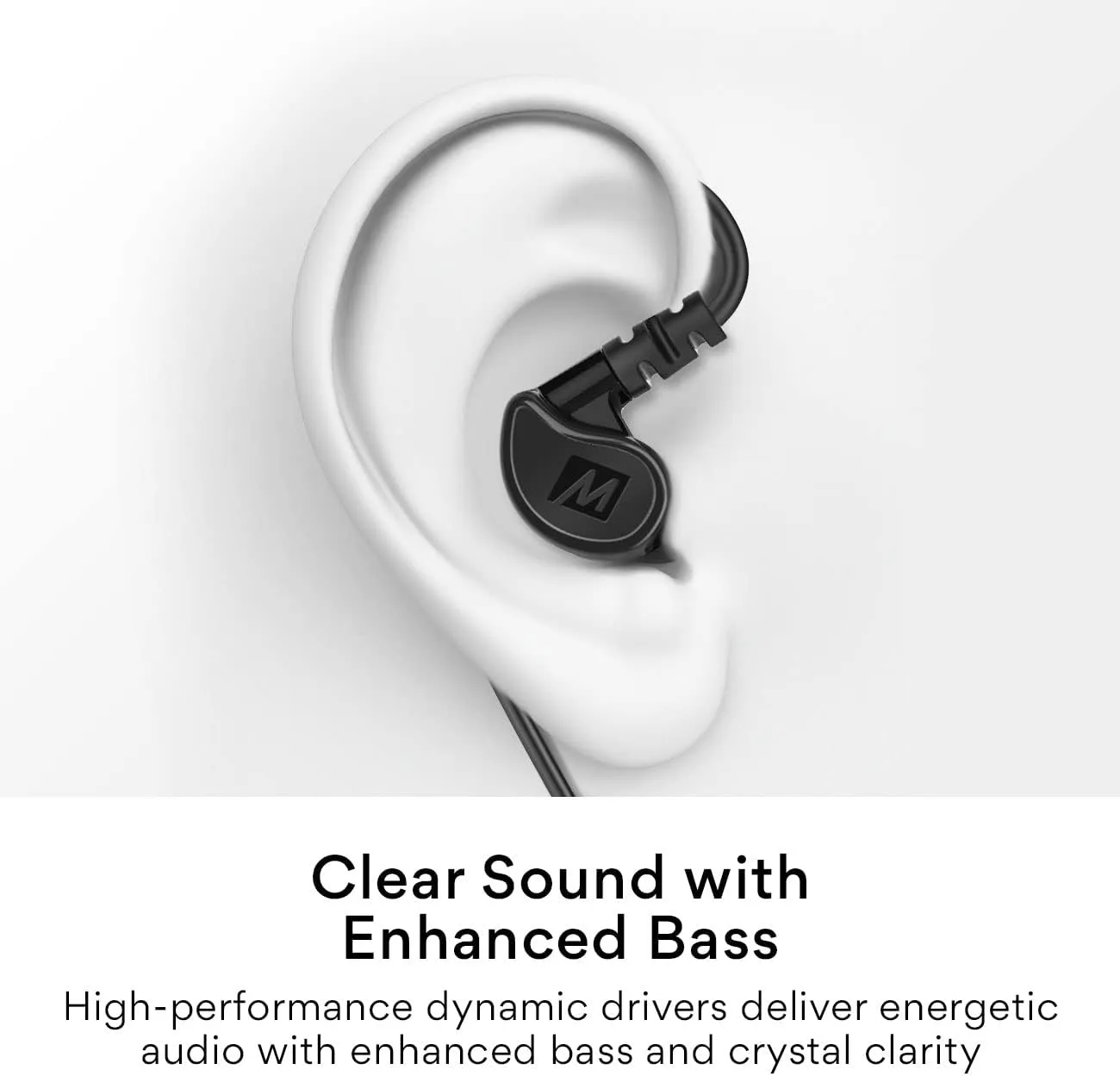 MEE audio M6 Sport Wired Earbuds, in Ear Headphones, 3-Button Remote, Sweatproof Earphones for Running/Gym/Workouts with Memory Wire Earhooks, Headset Microphone, 3.5mm Jack Plug (Black)