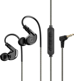 MEE audio M6 Sport Wired Earbuds, in Ear Headphones, 3-Button Remote, Sweatproof Earphones for Running/Gym/Workouts with Memory Wire Earhooks, Headset Microphone, 3.5mm Jack Plug (Black)