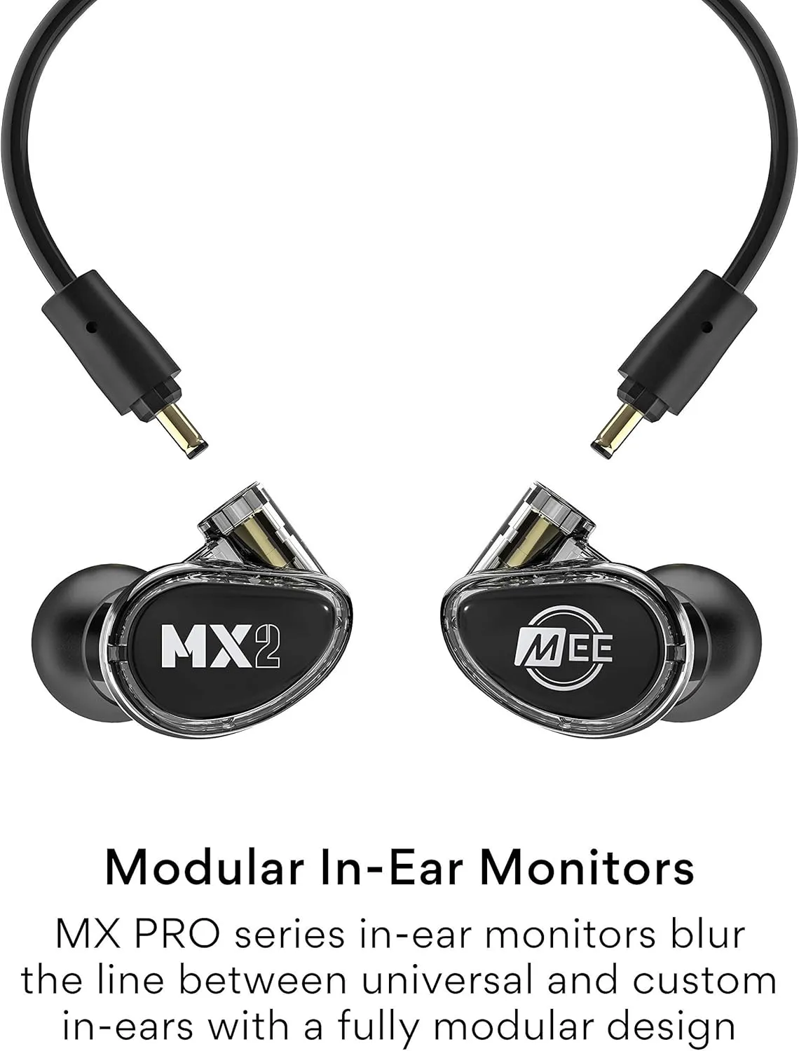MEE audio Professional MX2 PRO Dual-Driver Hybrid Musician's in Ear Monitor Headphones with Dedicated Subwoofer for Realistic Bass, Noise Isolating Earphones with Detachable Cables, Black