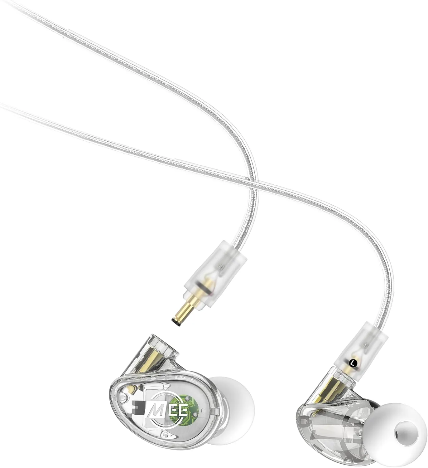 MEE audio Professional MX2 PRO Dual-Driver Hybrid Musician's in Ear Monitor Headphones with Dedicated Subwoofer for Realistic Bass, Noise Isolating Earphones with Detachable Cables, Transparent