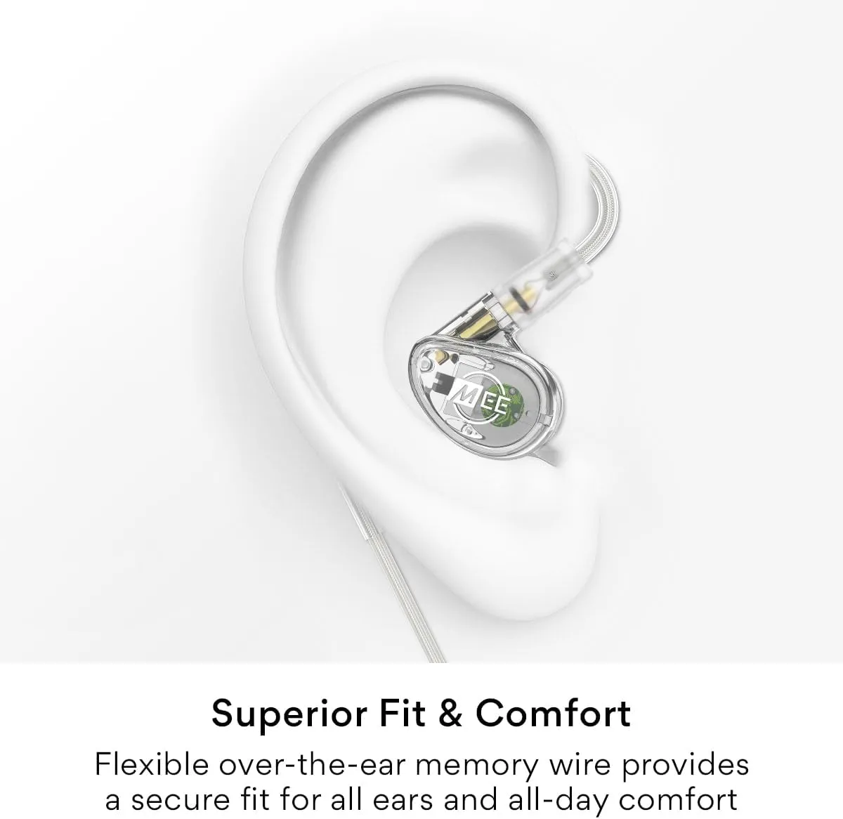 MEE audio Professional MX2 PRO Dual-Driver Hybrid Musician's in Ear Monitor Headphones with Dedicated Subwoofer for Realistic Bass, Noise Isolating Earphones with Detachable Cables, Transparent