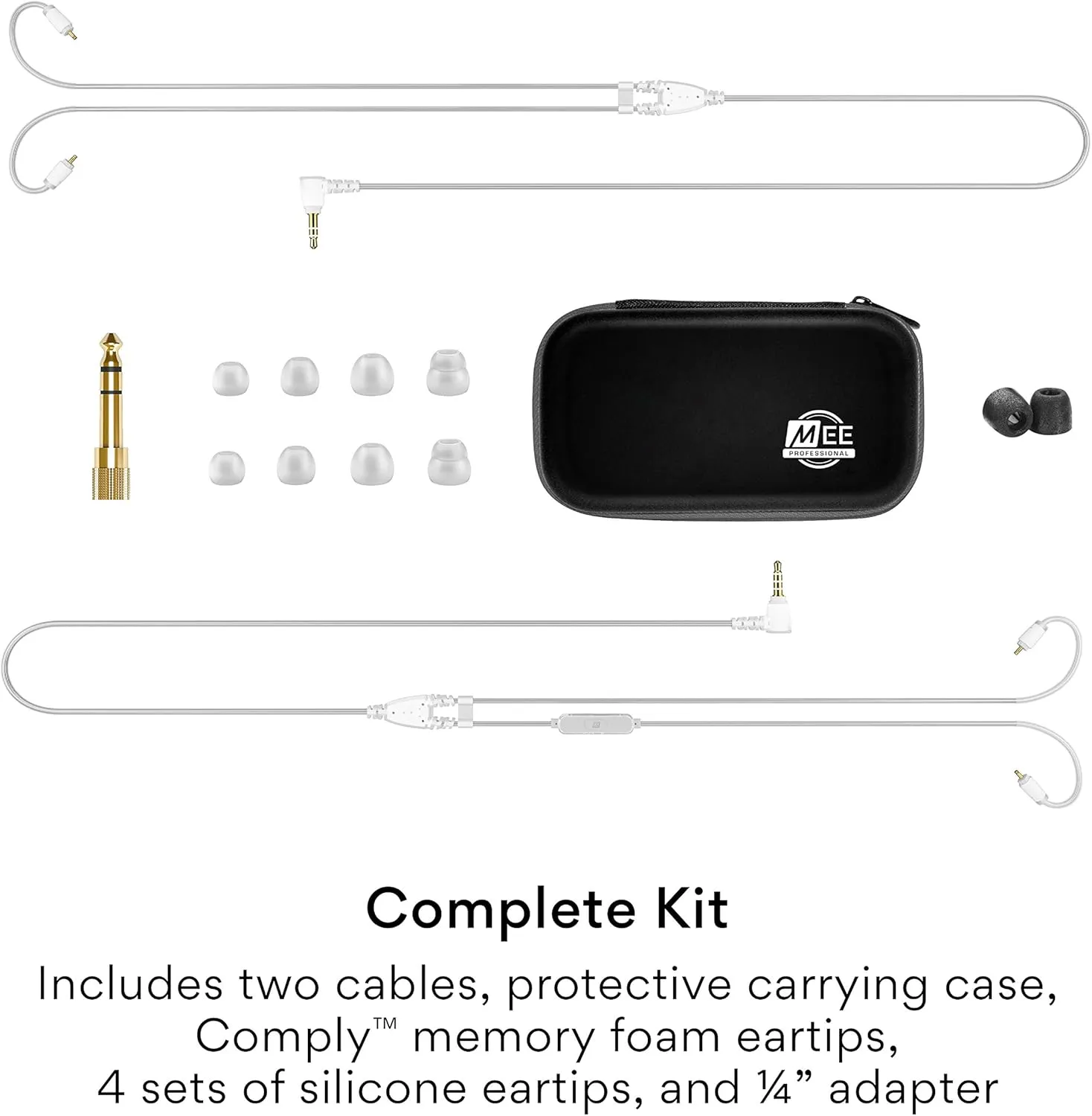 MEE audio Professional MX2 PRO Dual-Driver Hybrid Musician's in Ear Monitor Headphones with Dedicated Subwoofer for Realistic Bass, Noise Isolating Earphones with Detachable Cables, Transparent