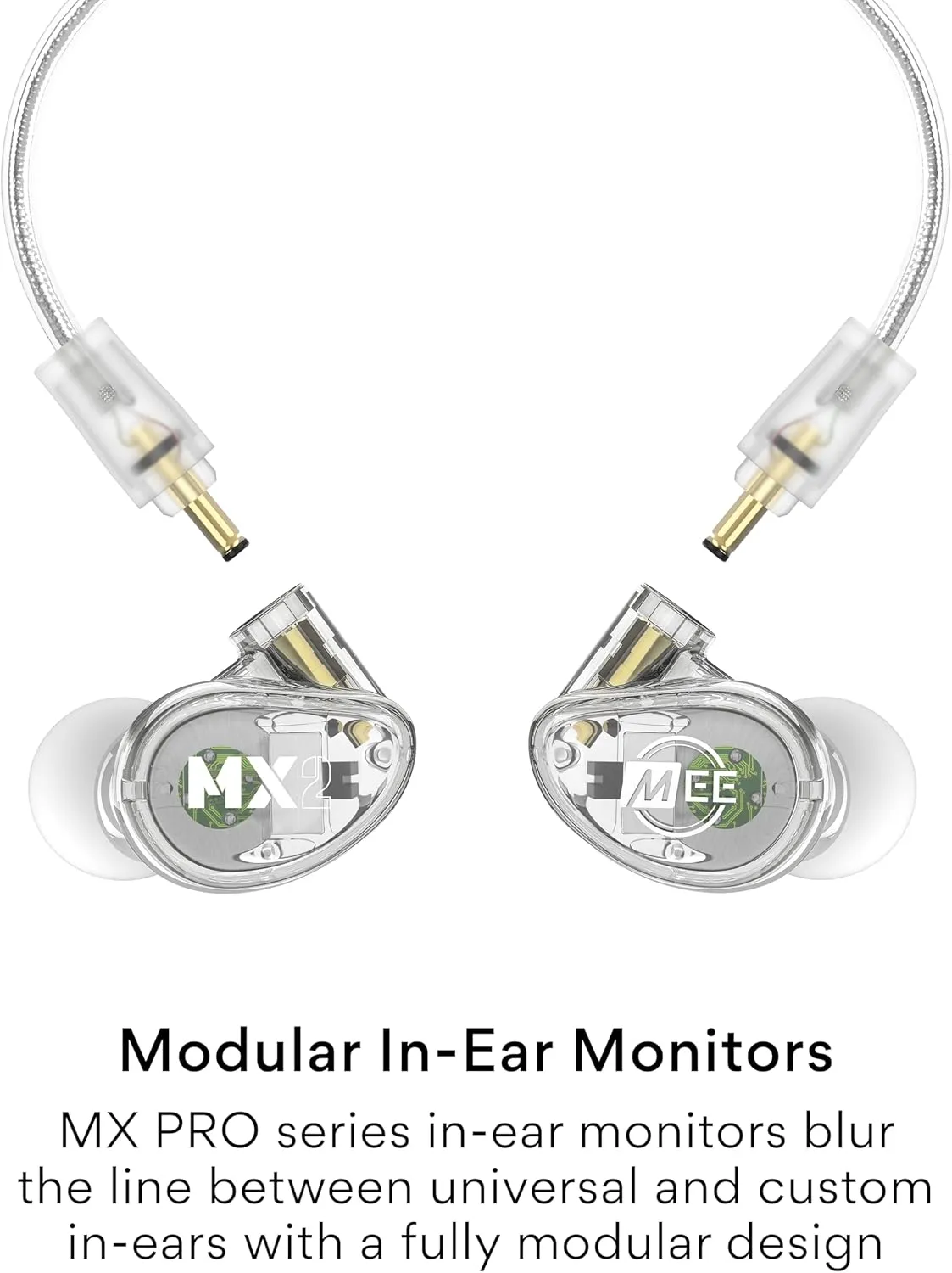 MEE audio Professional MX2 PRO Dual-Driver Hybrid Musician's in Ear Monitor Headphones with Dedicated Subwoofer for Realistic Bass, Noise Isolating Earphones with Detachable Cables, Transparent