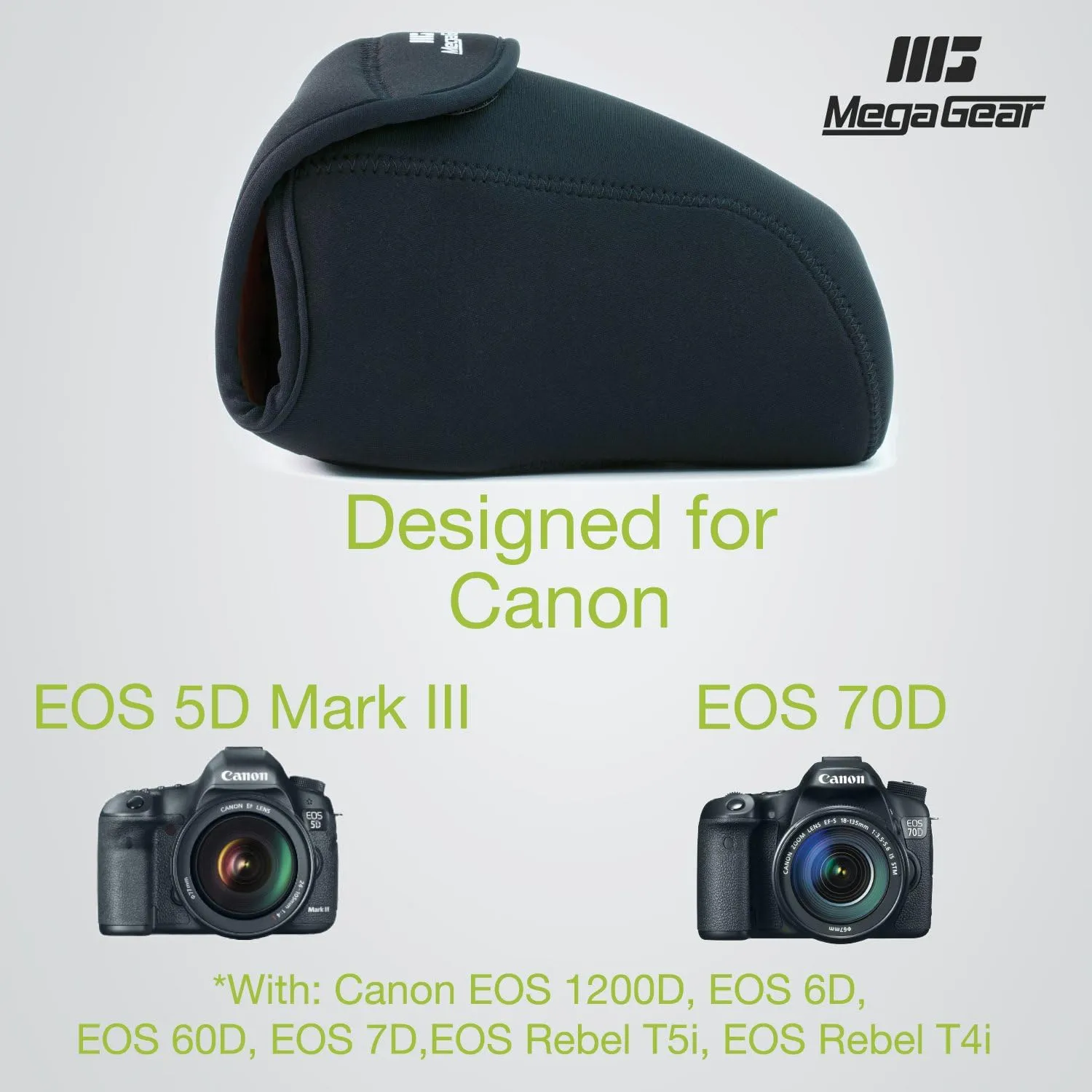 MegaGear ''Ultra Light'' Neoprene Camera Case, Cover, Bag Protector for DSLR Cameras Canon EOS 7D Mark II, 70D, Rebel T5i, 6D, Rebel T4i, 5D Mark III, 60D, Black insade Red (MG090)