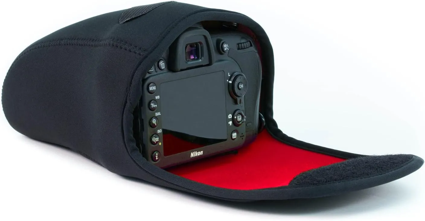 MegaGear ''Ultra Light'' Neoprene Camera Case, Cover, Bag Protector for DSLR Cameras Canon EOS 7D Mark II, 70D, Rebel T5i, 6D, Rebel T4i, 5D Mark III, 60D, Black insade Red (MG090)