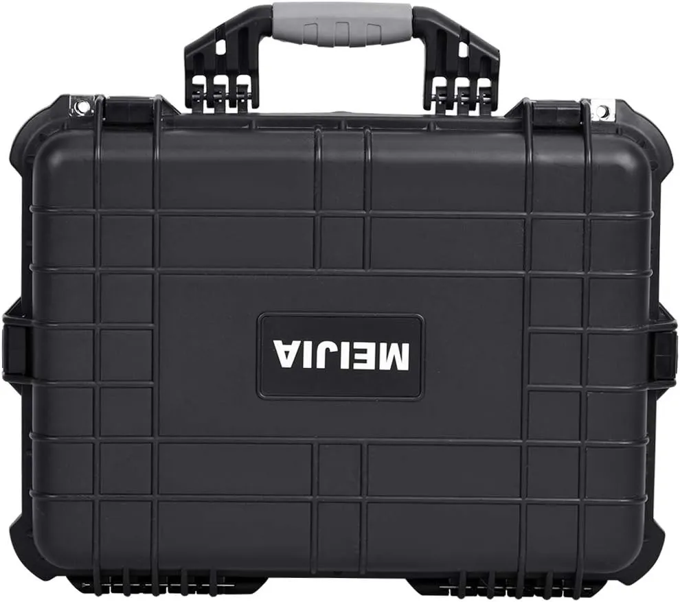 MEIJIA Portable Waterproof Protective Case,Hard Camera Case,Customized Fit Foam Inserted, Elegant Black,Fit for Camera, Equipments, Lens,Drones(Black)